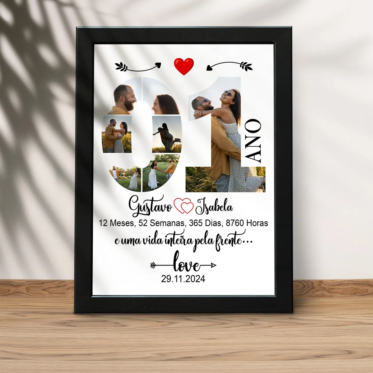 Quadro Personalizado Aniversário de Casamento - Amor e Memórias