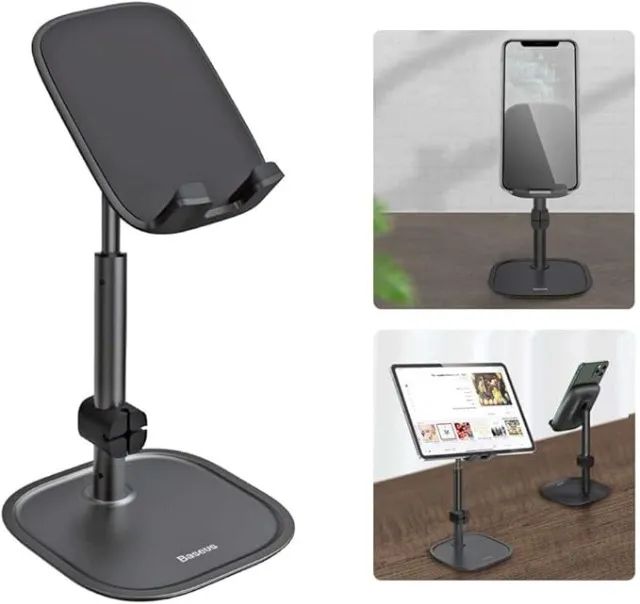 Suporte De Mesa Alumíno Ajustável Para Celular Tablet Baseus Cor Preto - Foto 3