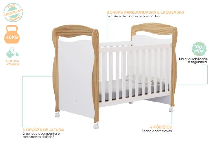Berço Cama Americano Junior Peroba, 100% MDF - Foto 5