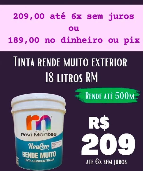 Tinta Acrílica Rende Muito 18 Litros RevMontes.