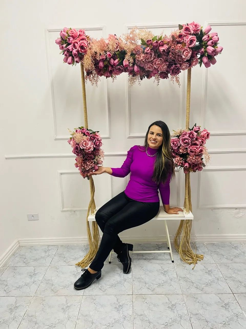 Balanço Floral rose-  Instagramavel para Eventos e Ambientes