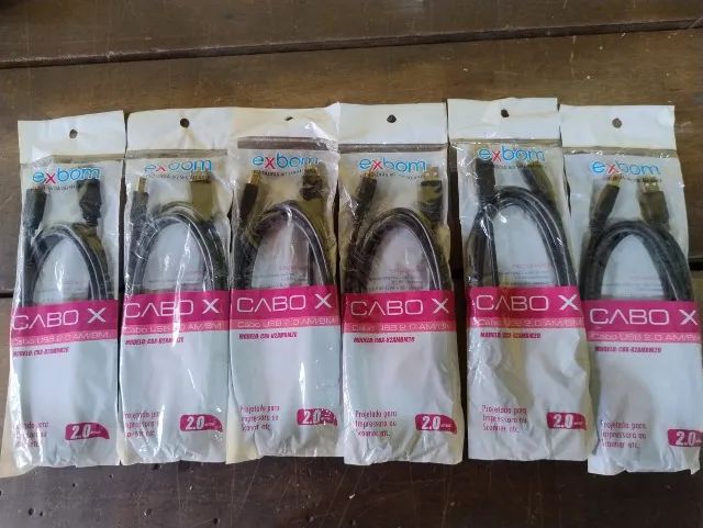 KIT C/ 06 Cabos Impressora Usb 2.0, 02 Metros
