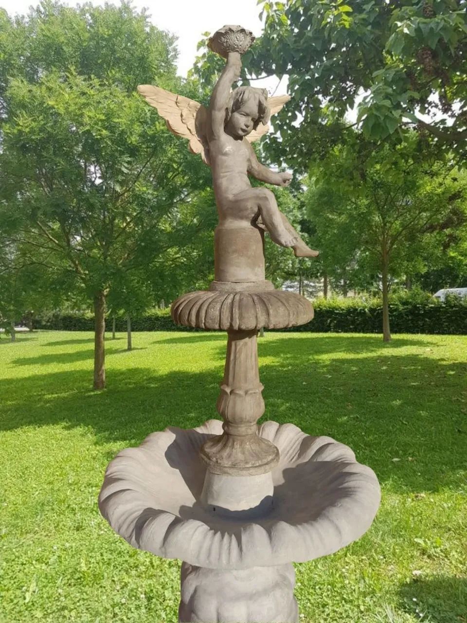 Fonte anjo luminária de cimento para jardim - Foto 2