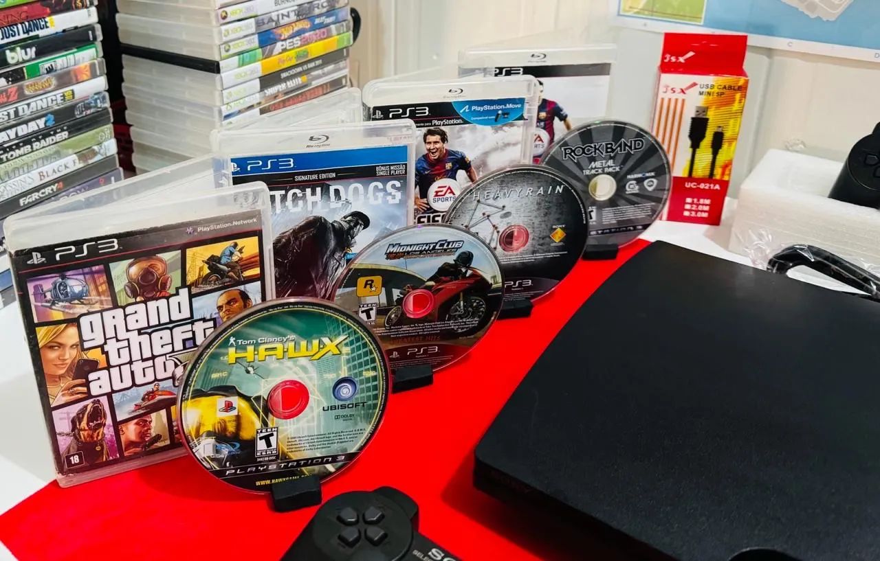 Ps3 Slim Desbloqueio HEN + 2 controles + jogos + parcelo em até 12x  - Foto 3