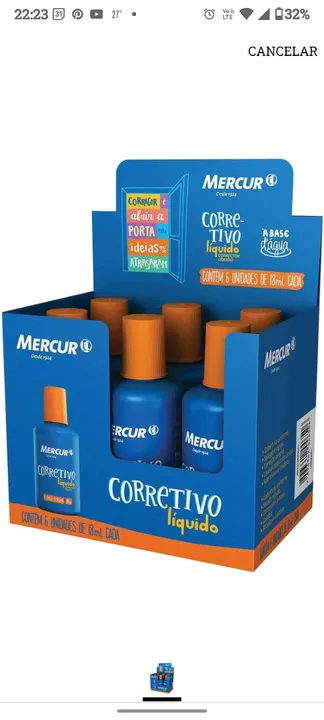 Corretivo Líquido Mercur - Pacote com 6 unidades