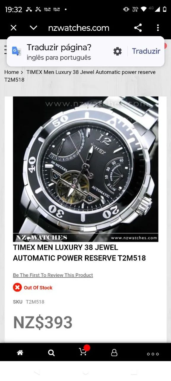 Relógio automático timex
