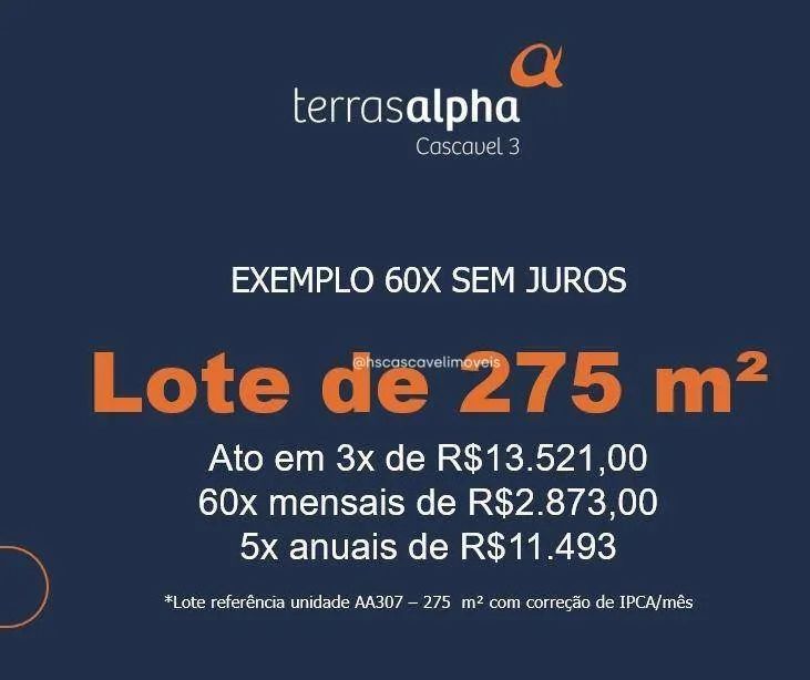 Terras Alpha 3 á partir de 275 m² - Cascavel/PR