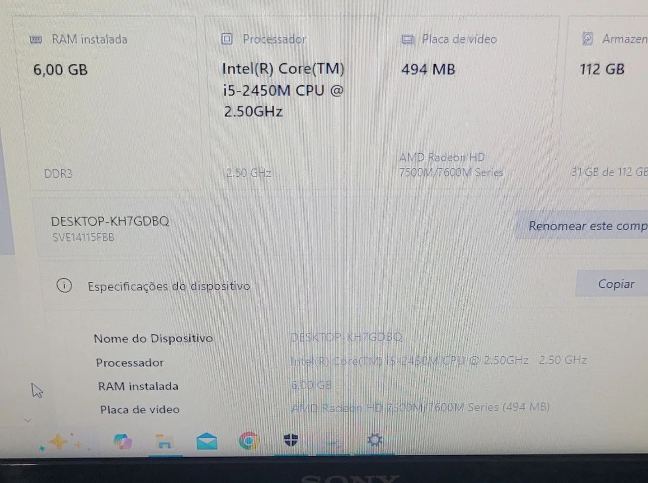 Notebook Vaio I5 6gb ssd 120gb - Foto 4