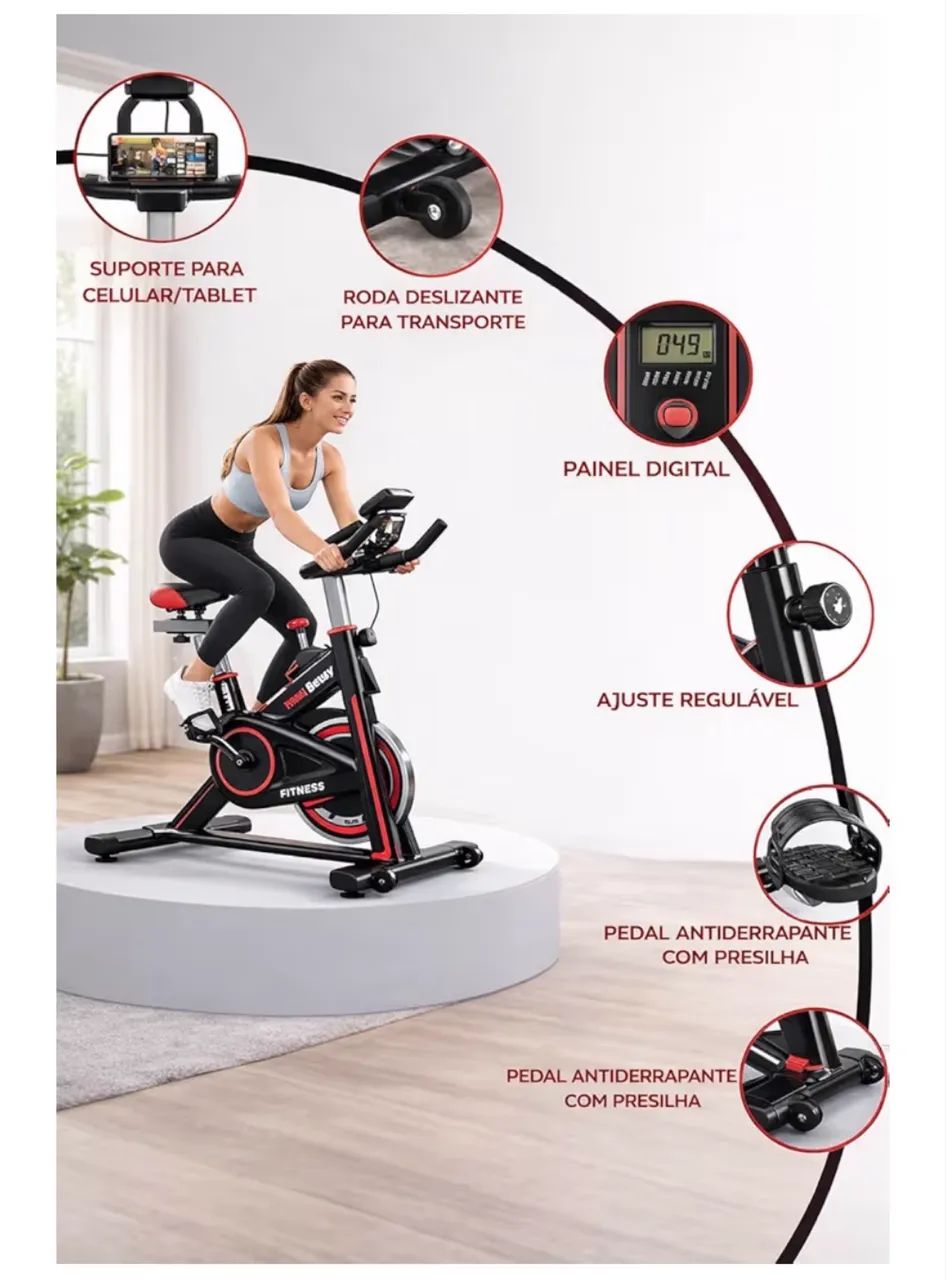 Bicicleta Spinning Mecânica New Speed Q50 Vermelha/Preta - Academia e ...