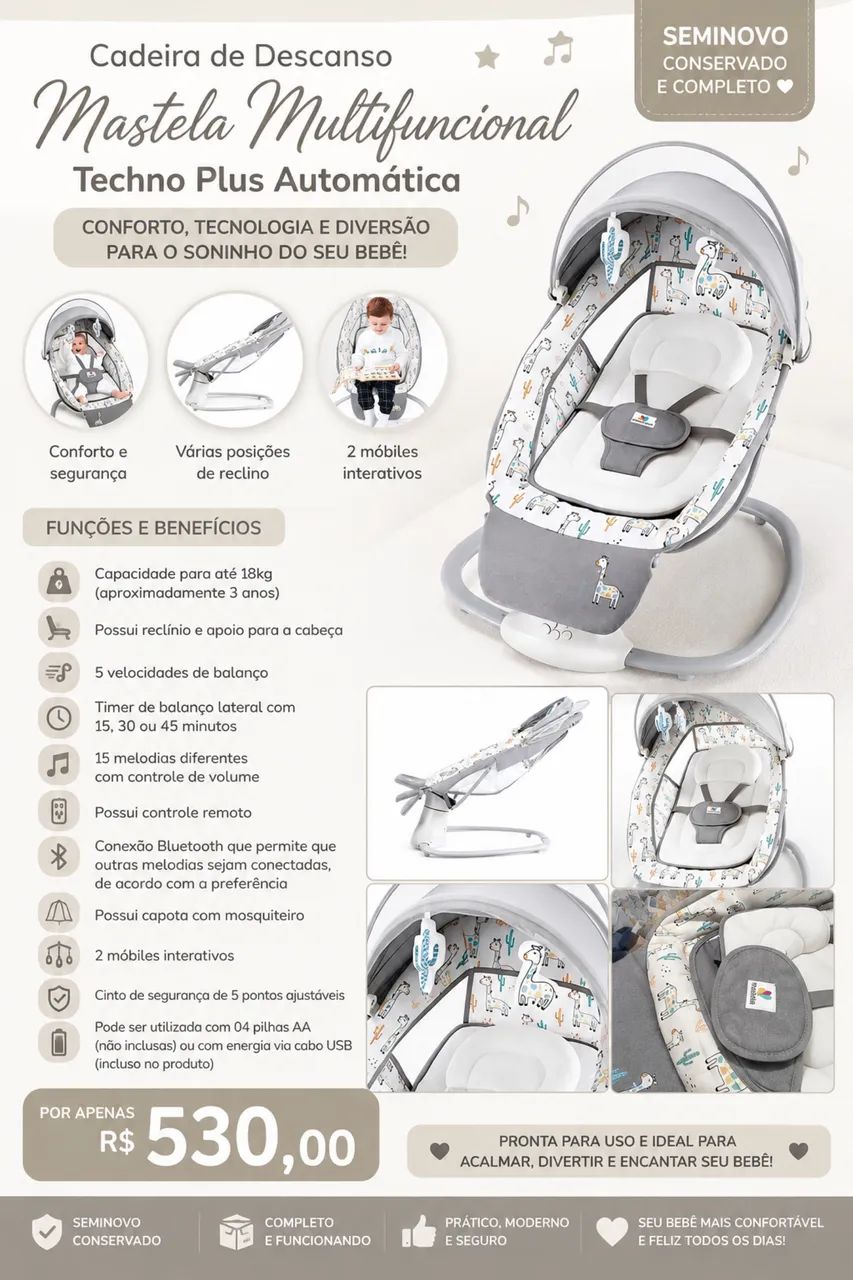 Cadeira de descanso multifuncional Mastela Techno Plus Automática 