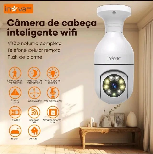 Câmera Lâmpada WiFi 360° Full HD (App Yoosee)