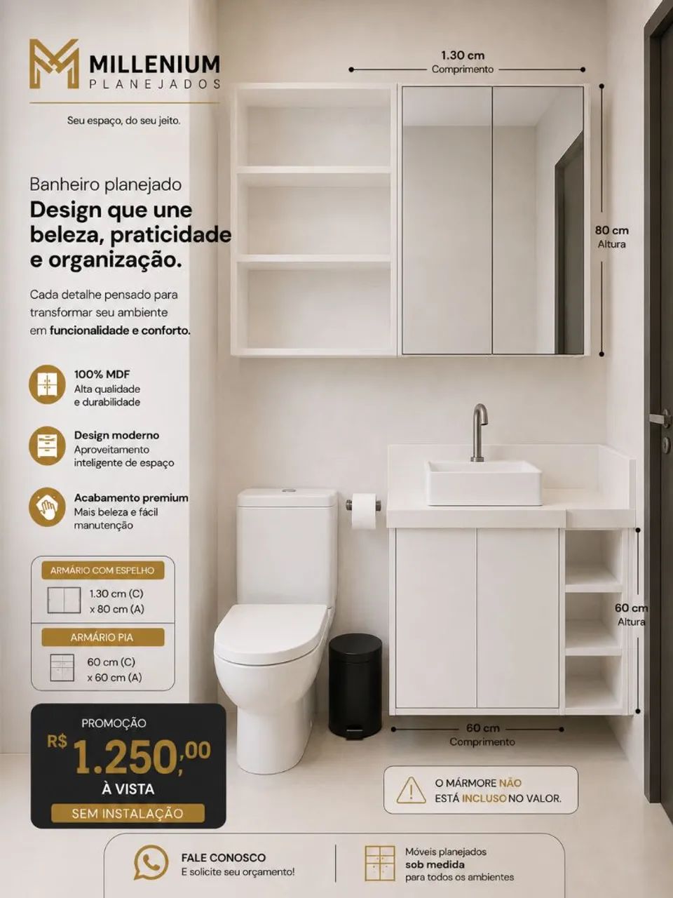 Kit Armário para Banheiro MDF  - Foto 2