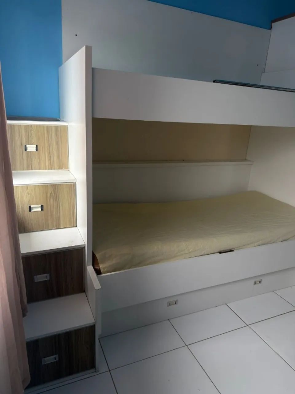 Conjunto de Quarto Infantil Completo 3 camas + Armário + Escada Gaveta - Foto 2