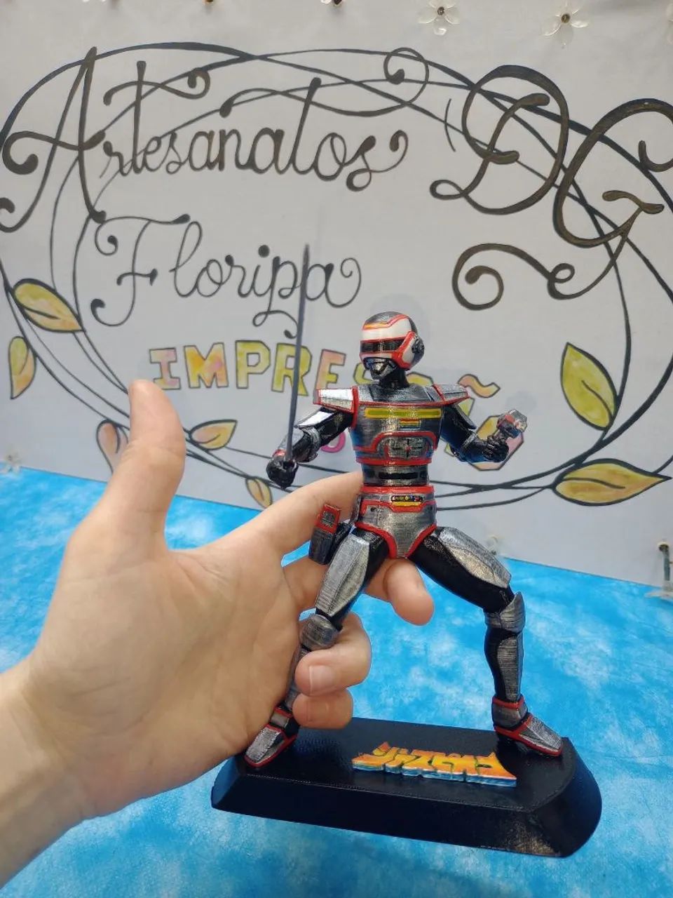 Figura Impressão 3D Boneco Jaspion 15cm altura.Base com logotipo.Tokusatsu - Foto 2