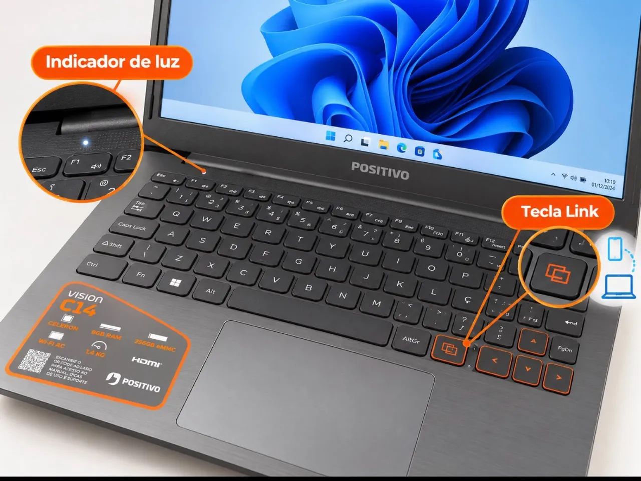 Notebook Positivo Vision C14 | 8GB RAM | 256GB | Windows 11 Pro | Impecável - Foto 2