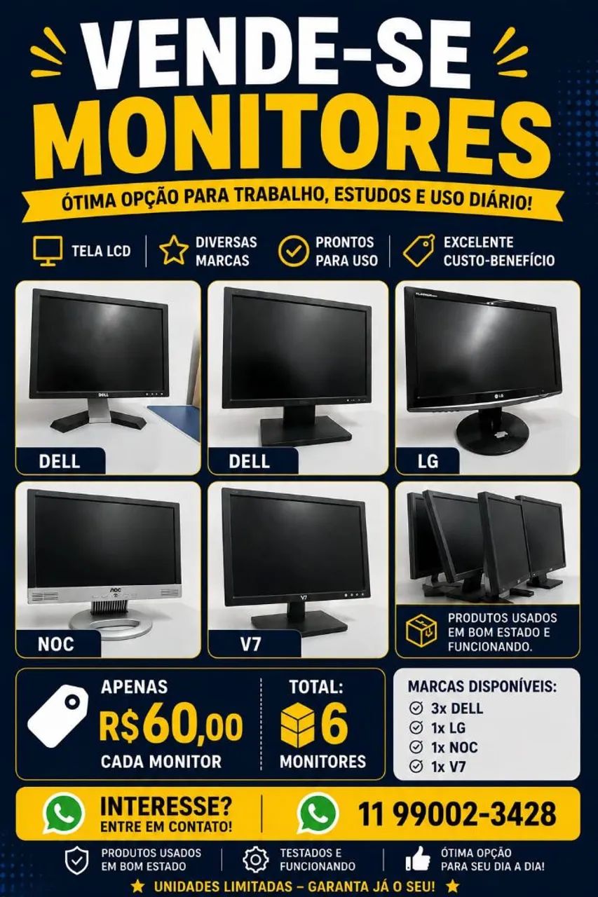 Monitores à venda - Ótimo preço!