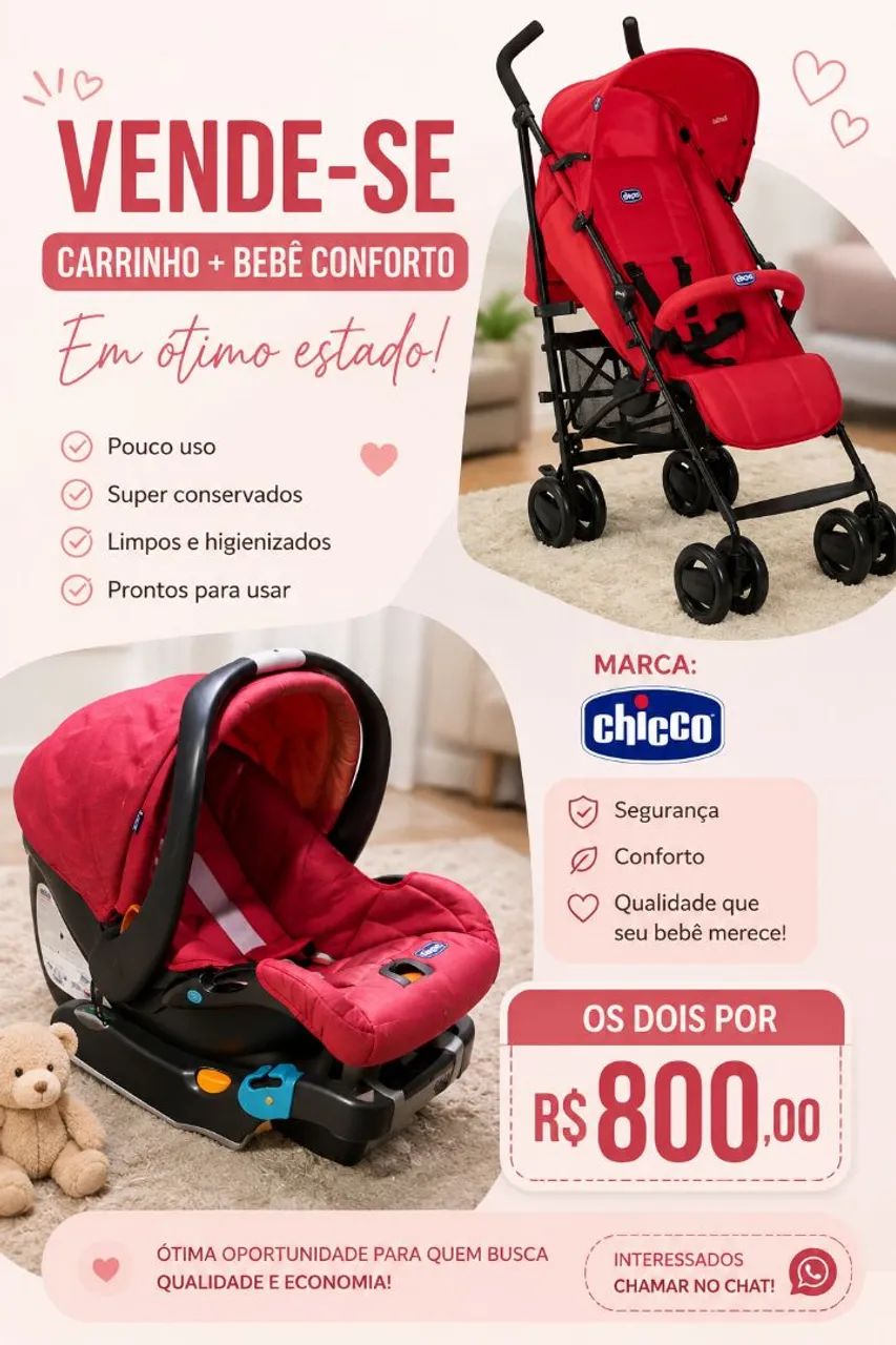 Carrinho e bebe conforto (bem conservado)