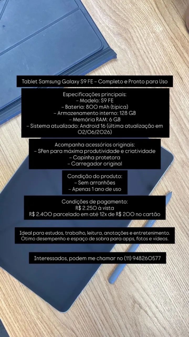 Tablet Samsung S9 FE - Foto 3