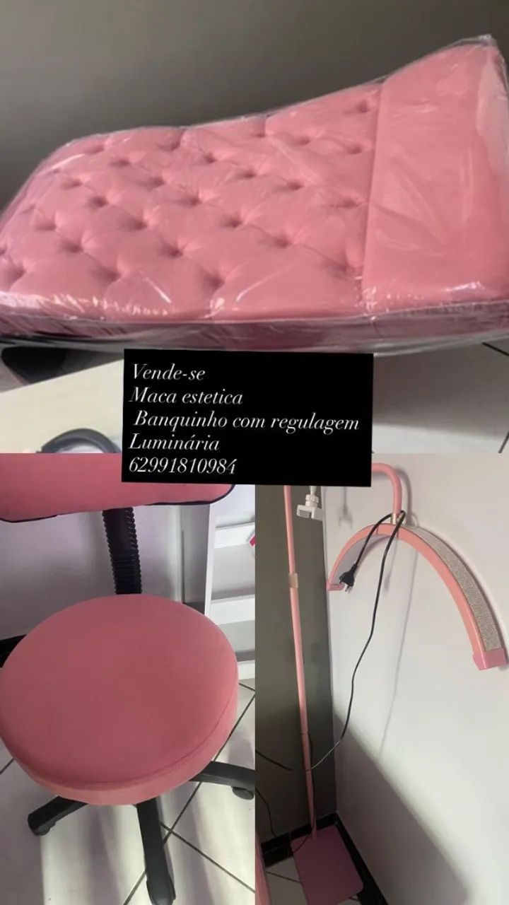 Maca estética + Mocho com regulagem + Luminária led em lua + Brinde