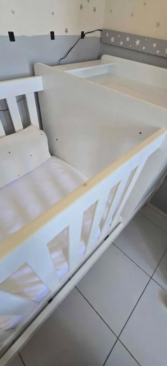 Berço 3 em 1 (Berço, Cama, Cômoda)