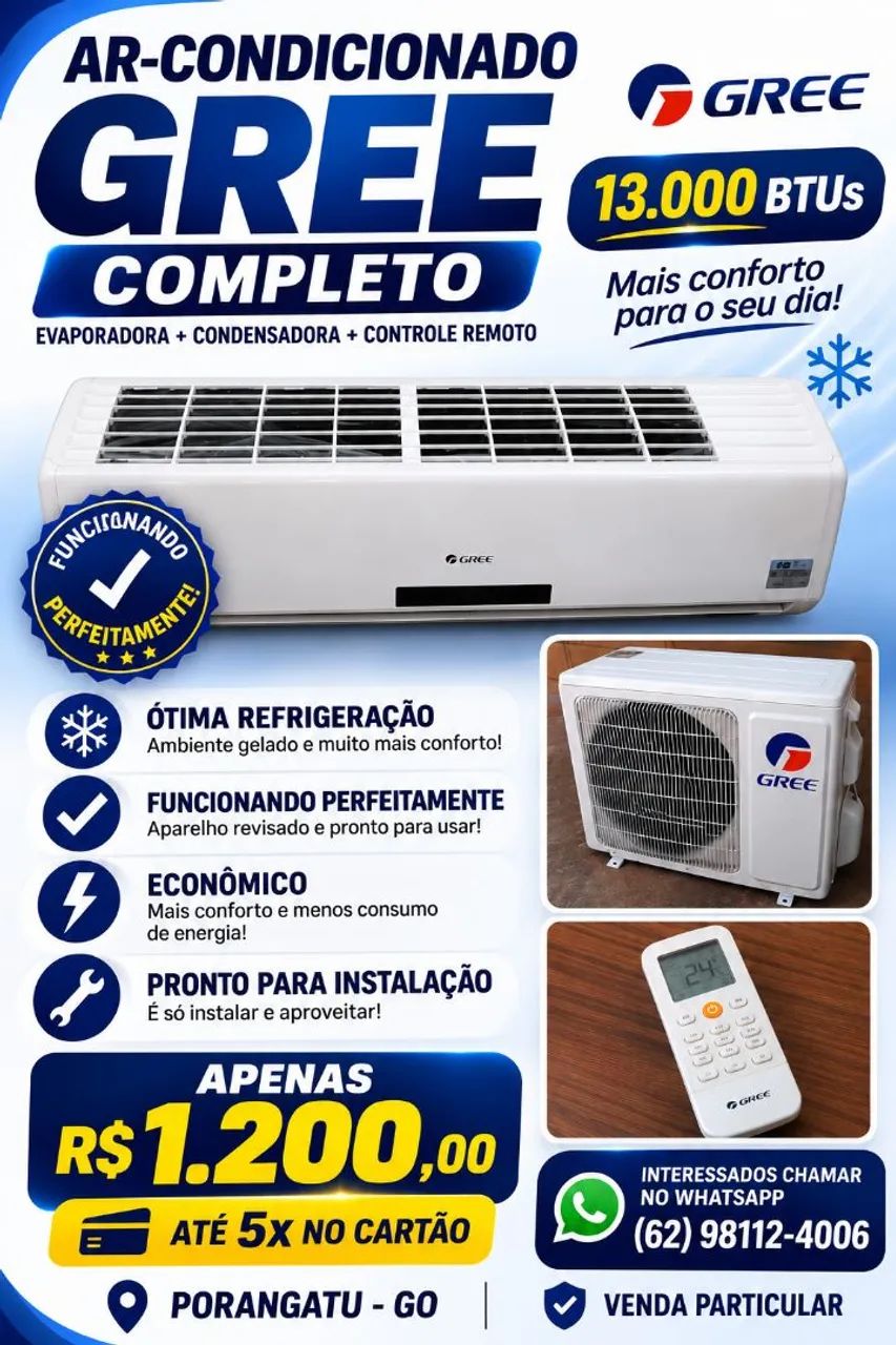Ar condicionado Gree 13mil btus 