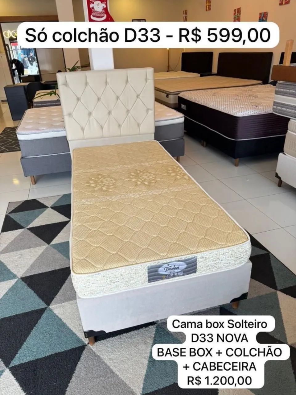 Cama de Solteiro + COLCHÃO D33 + CABECEIRA NOVA - Entrego! 