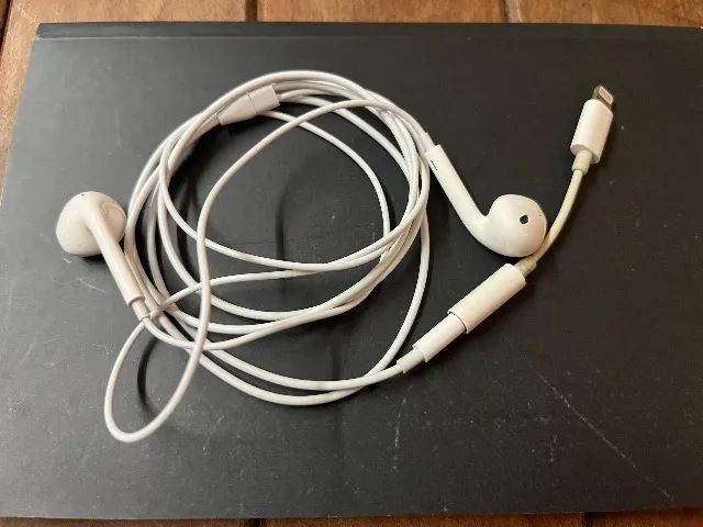 fone de ouvido apple branco + adaptador iphone