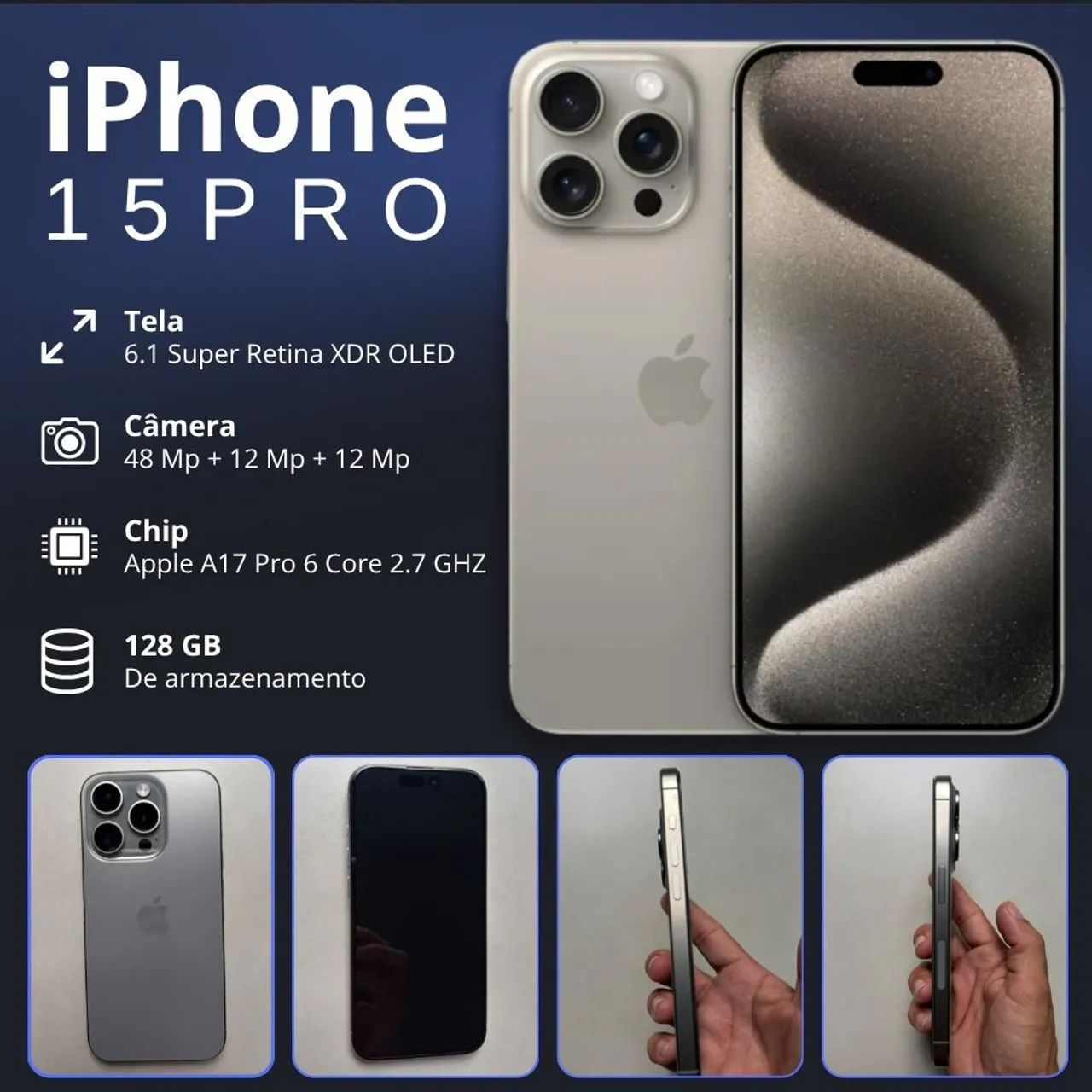 iPhone 15 Pro 128GB Cinza - Celulares e Smartphones - Plano