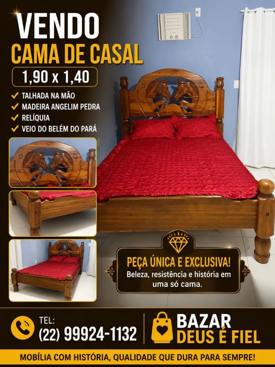 Vendo cama madeira maciça angelim pedra!!