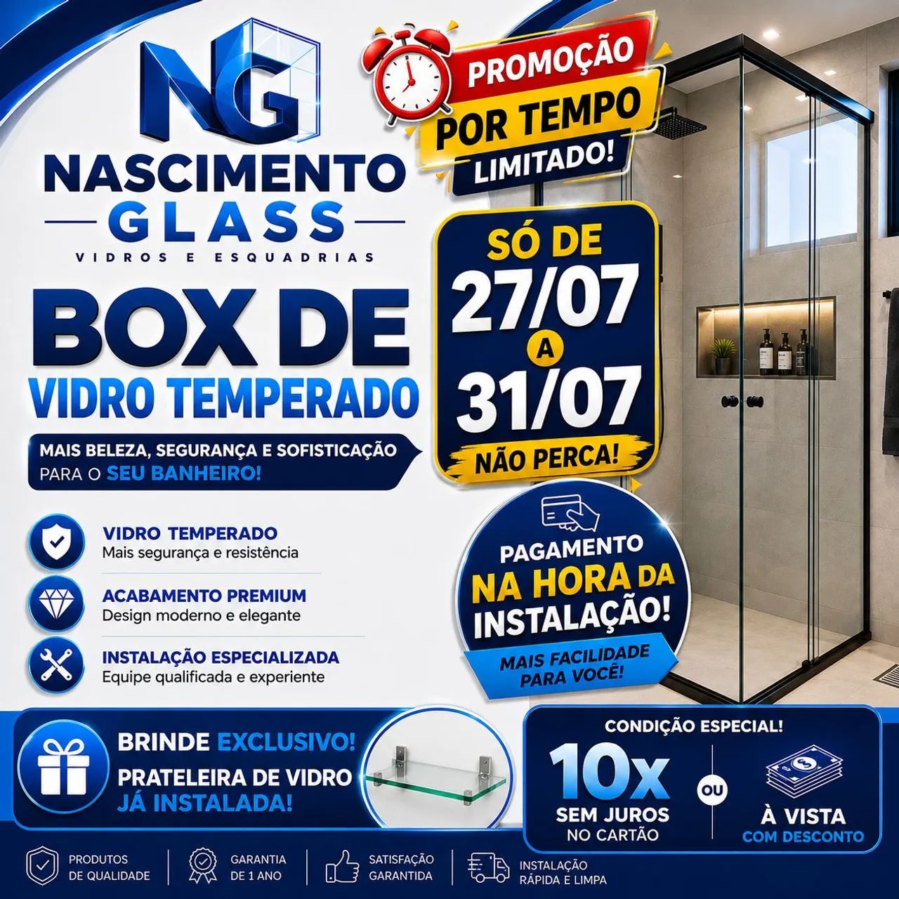 BOX DE VIDRO NA PROMOÇÃO RELÂMPAGO 