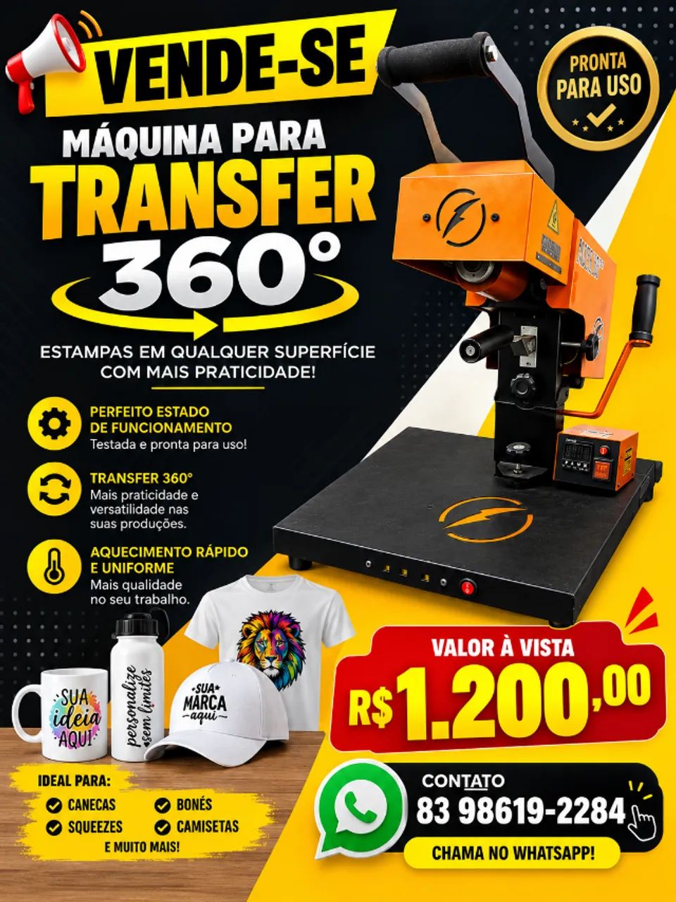 Maquina 360º para  copos e outros materiais