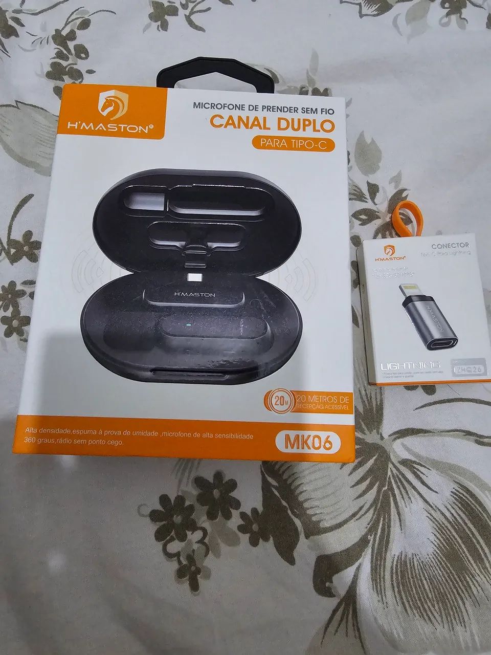 MICROFONE SEM FIO PARA CELULAR + ADAPTADOR TIPO C PARA IPHONE. 