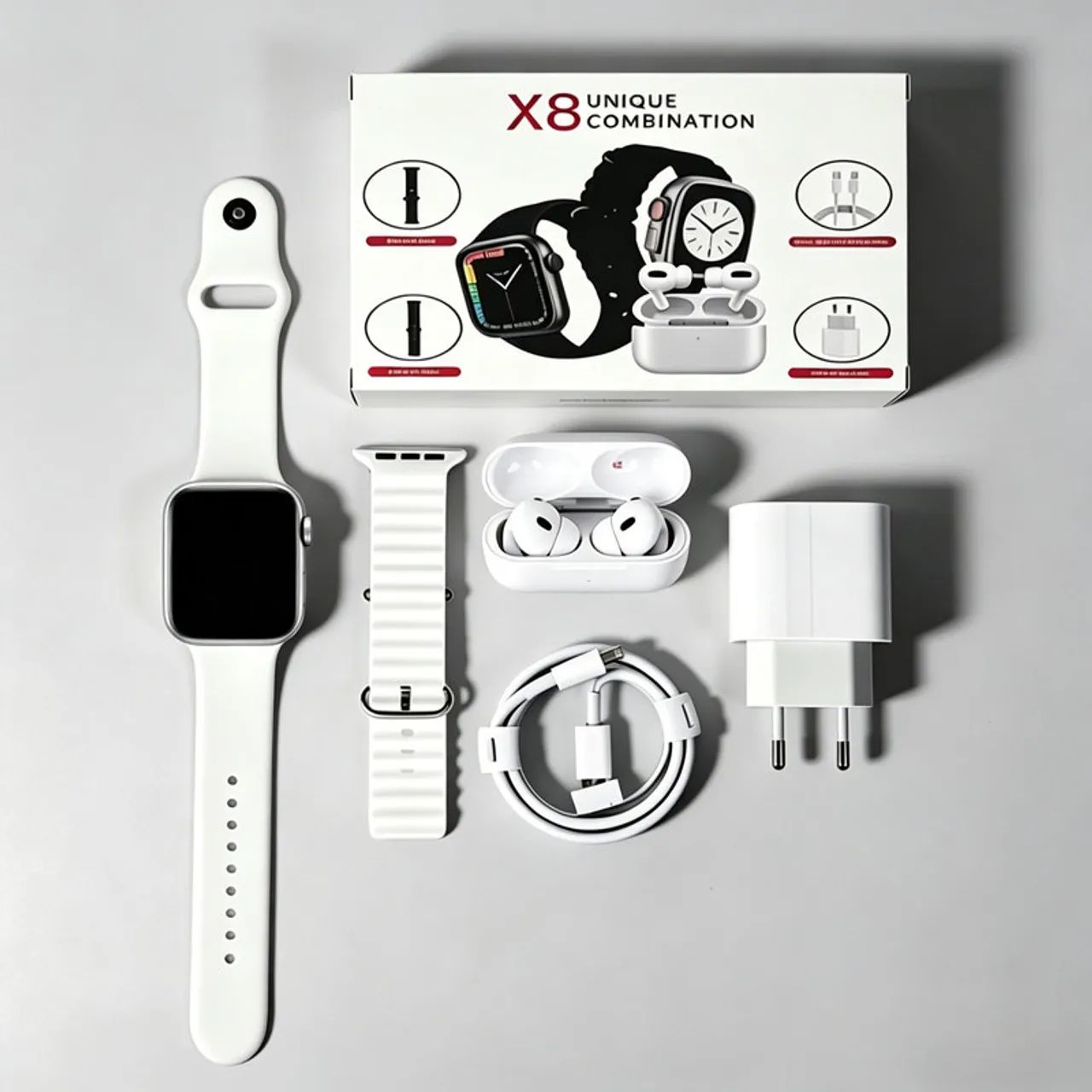 kit Smartwatch Relógio Inteligente 2026 Novo X8 2.2 Polegadas Para iOS Android Completo