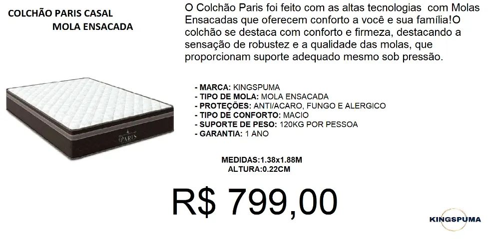 Colchão molas - compre hoje e receba em até 72 horas 