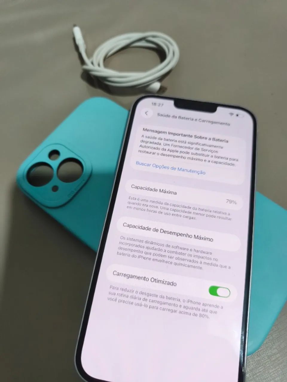 iPhone 14 plus 256GB perfeito estado com capa e cabo - Foto 2
