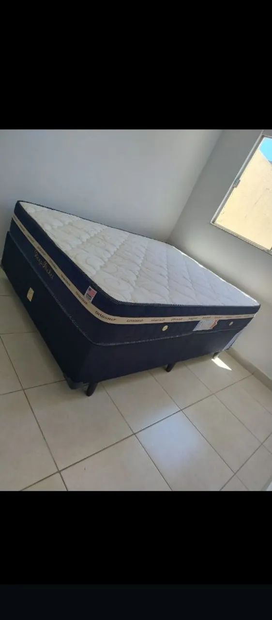 Cama solteirao box e colchão molas ensacadas