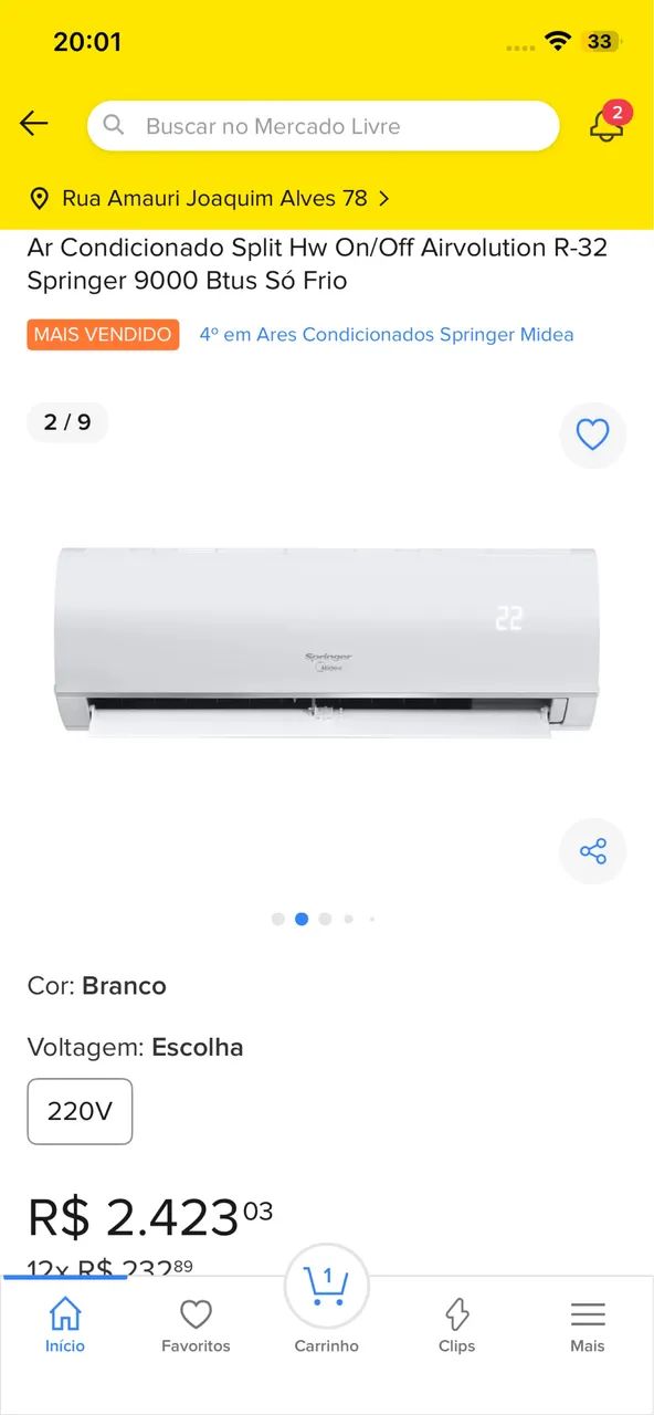 Ar condicionado Springer Mídia 9000 BTUs 220v - Foto 2