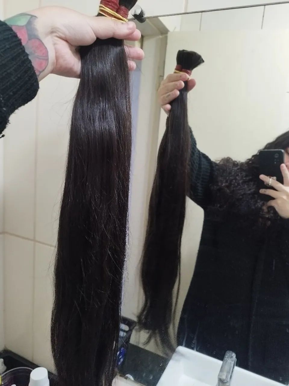 Cabelo humano liso ondulado 65 cm - Foto 4