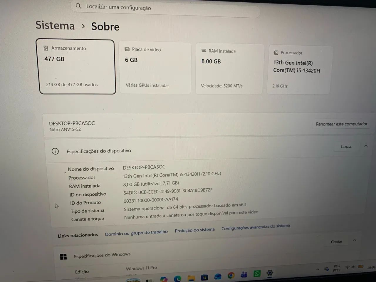 VENDE-SE NOTEBOOK NITRO V5 - Foto 3