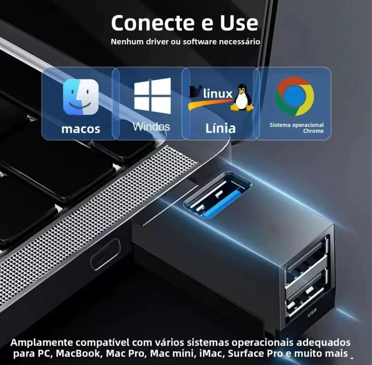 Hub Extensor USB 3 em 1 - Foto 5