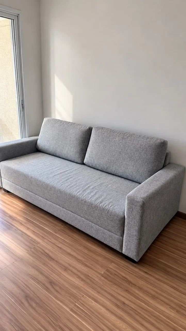 Sofá Linho Cinza 2 Lugares - Moderno e Confortável - Foto 3