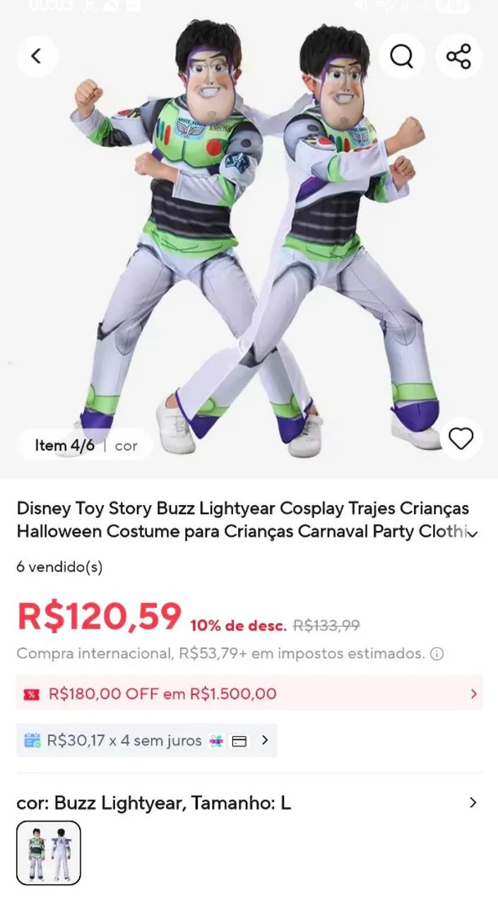 Fantasia buzz lightyear 10/12 anos - Foto 4