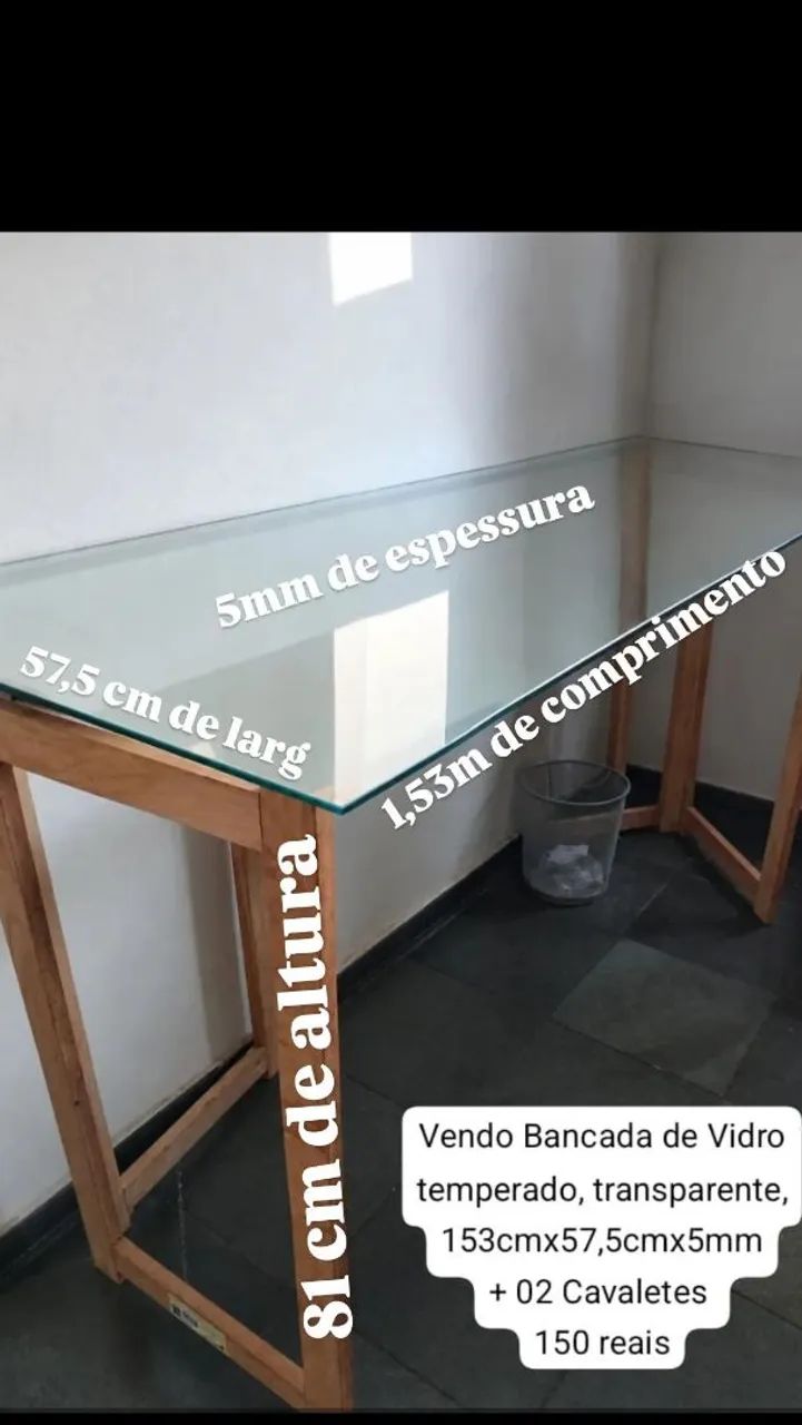 Bancada vidro temperado + cavalete - Foto 4