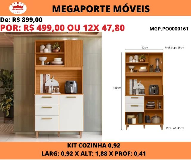 Kit Cozinha 3 Portas 2 Gavetas