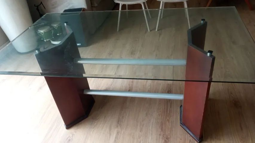 Mesa de Jantar Retangular com Tampo de Vidro - Foto 2