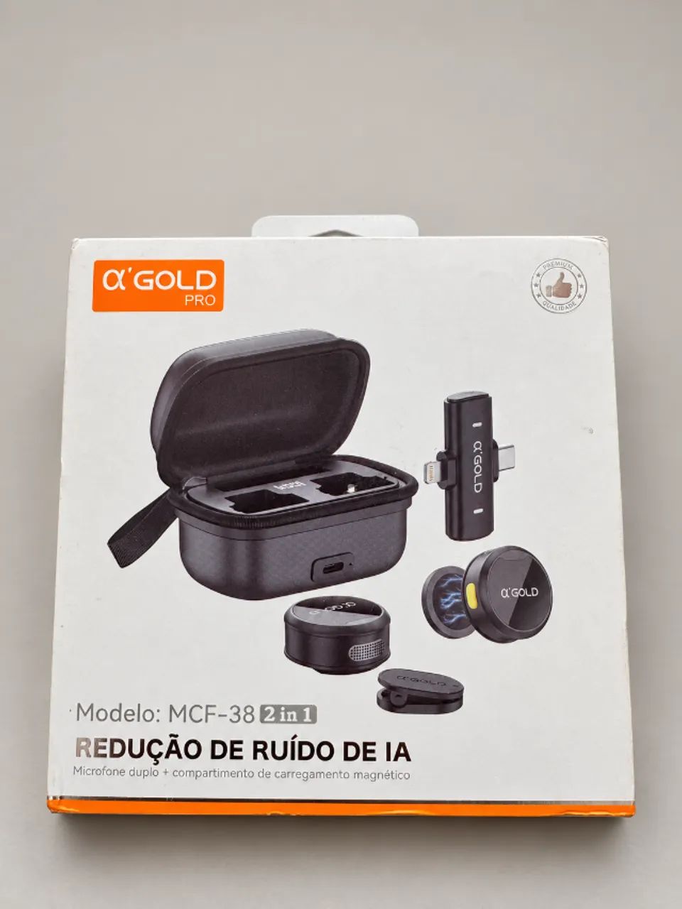 Kit microfones sem fio A'Gold Pro MCF-38 2 em 1