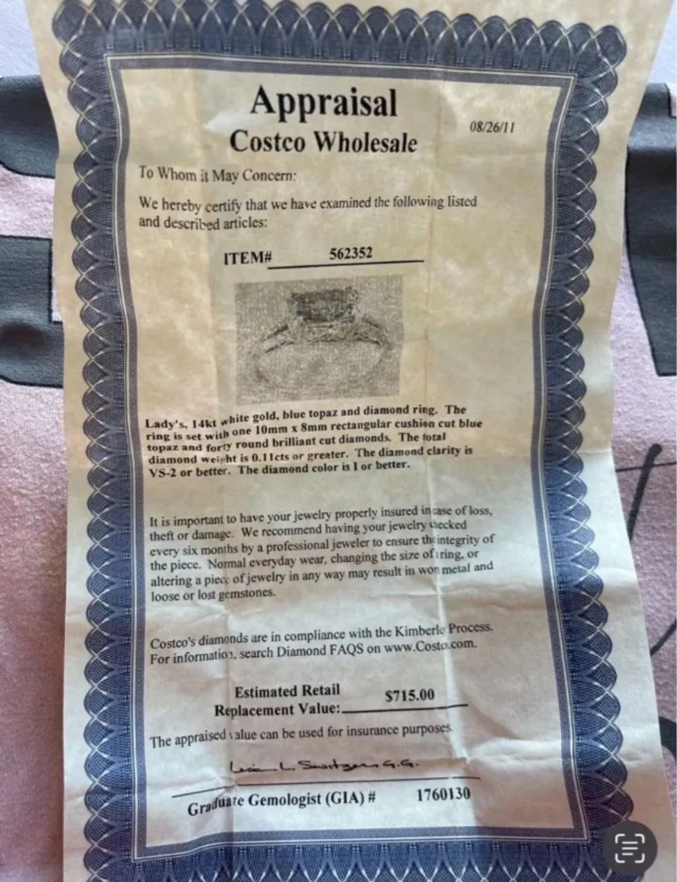 Anel topázio ouro branco, com certificado.  - Foto 3