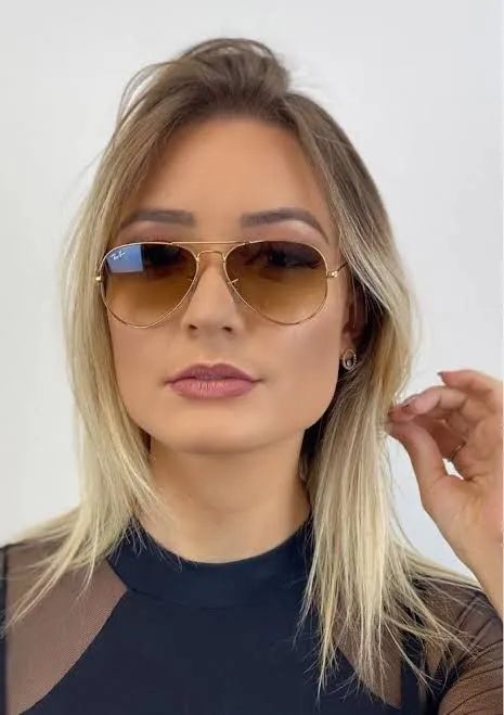 Óculos de Sol ray-ban aviador marrom lentes de cristal - Foto 5