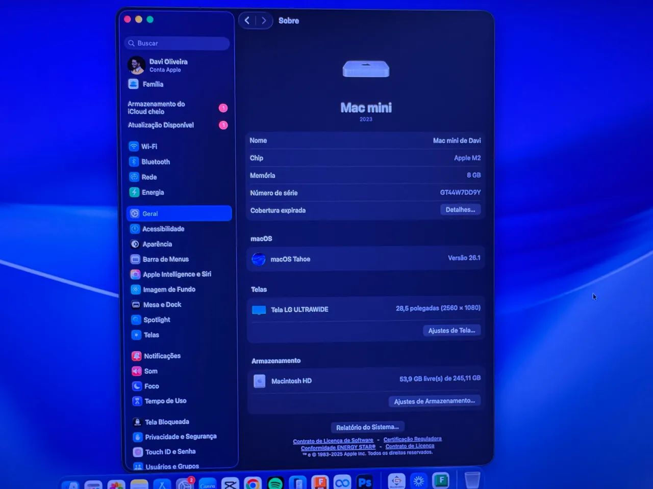 Apple MacMini M2 8Gb 256SSD Completo (Mouse + Teclado + Monitor) - Foto 4