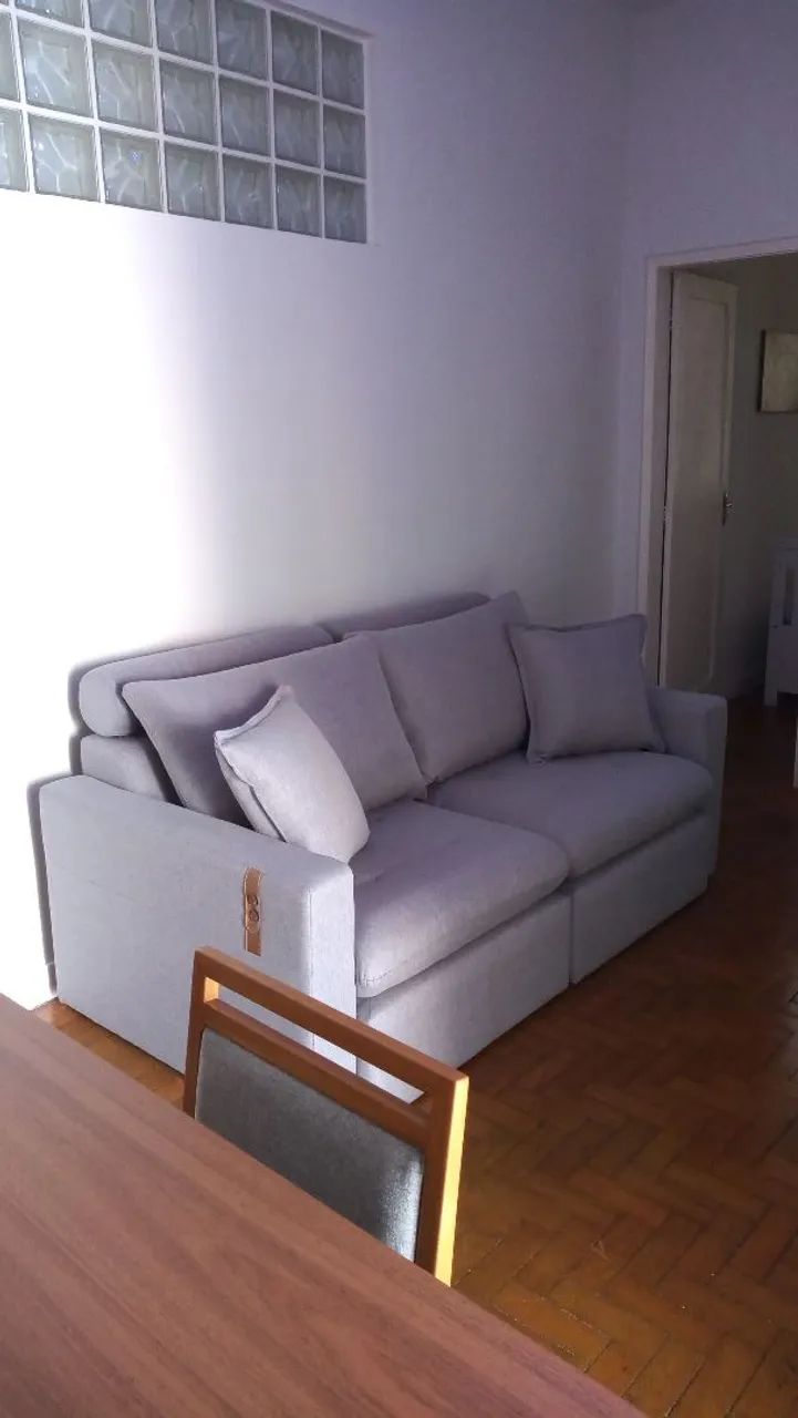 Sofá dois lugares 1,9cm linho cinza molas ensacadas  - Foto 2